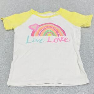 Est. 1989 Place Toddler Girl's Rainbow & Heart Live Love Short Sleeve Top 5T